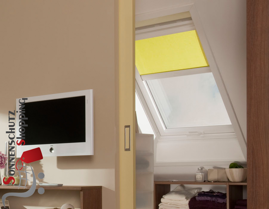 Elektro Verdunkelungsrollo gelb für Velux Dachfenster