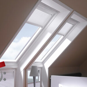 Zwei Solar Plissees weiß für Fenster