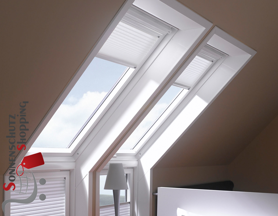 Zwei Solar Plissees weiß für Fenster