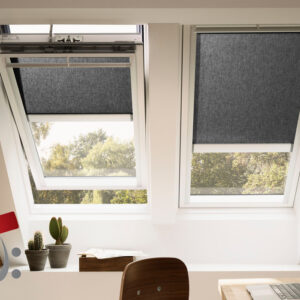 Elektro Sichtschutzrollo Dekor schwarz