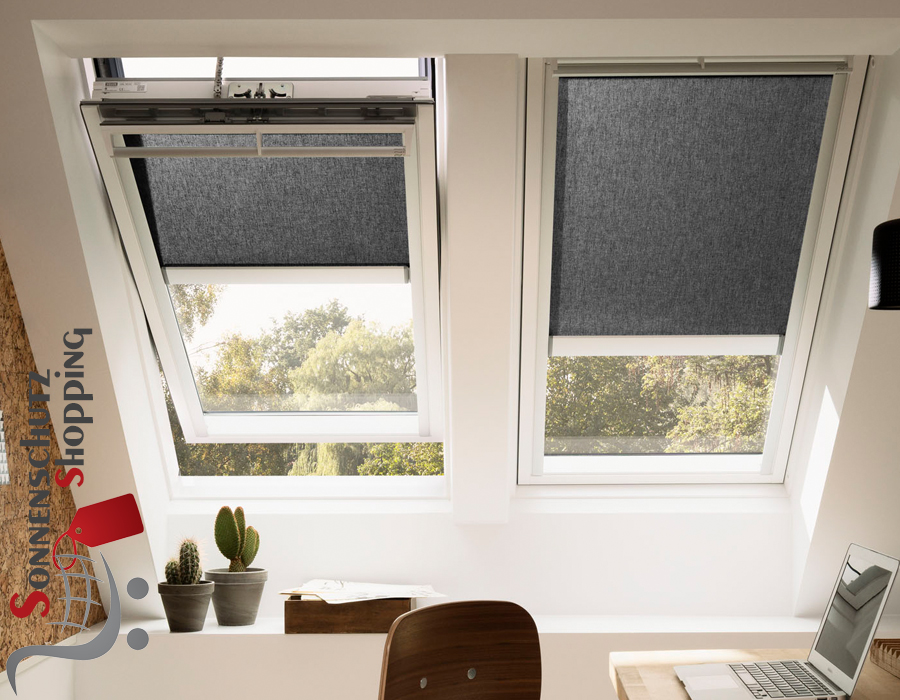 Elektro Sichtschutzrollo Dekor schwarz