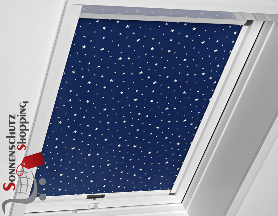 Roto Verdunkelungsrollo Blau mit Sternen ZRVM